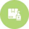 Medical shipment illustration in green circle