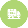 Free delivery truck icon on green circle